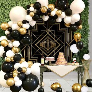 Toile de fond ronde thème <span class=keywords><strong>Gatsby</strong></span> Années 20 Roaring Vintage Or Fond noir Décoration de fête Élastique Spandex en stock - Product Image 4