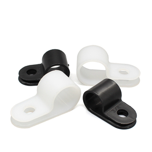China Eco-Friendly 100 Pcs Pack White Black Nylon Plastic R-type Cable Clamp Clips