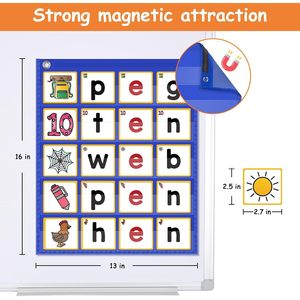Tableau de construction de mots CVC, 64 cartes flash de phonétique, jeux d'alphabétisation pour la maternelle, pour les enfants de 4 à 6 ans - Product Image 2