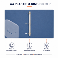 Carpeta de Anillas A4, Carpeta de Archivo de Plástico PP Resistente con Bolsillo Interior, Gran Capacidad, Personalizable, para Oficina, Escuela, Negocios