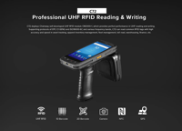 Lector RFID Android Portátil de Largo Alcance, Lector RFID UHF Inalámbrico NFC WIFI Portátil C72 para Gestión de Inventario/Bienes