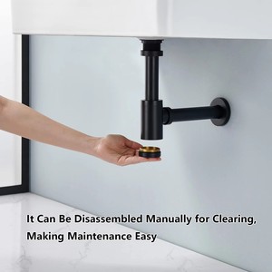 Accessoire de salle de bain en laiton blanc mat, <span class=keywords><strong>siphon</strong></span> de lavabo de salle de bain, <span class=keywords><strong>siphon</strong></span> de bouteille avec drain pop-up, hôtel - Product Image 4