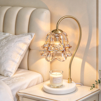 Lampe chauffe-bougie Muguet, abat-jour en verre, base en marbre, lampe à fond de cire pour la décoration de chambre et de maison