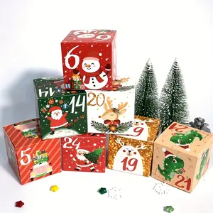 Caixas de presente de papelão para o feriado, calendário de Natal e advento, embalagem de 24 dias, calendário de contagem regressiva de Natal