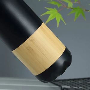 17oz Cola Bottle Shape <b>Double</b> <b>Wall</b> Stainless Steel Thermos Vacuum Flask with Bamboo Shell - Product Image 5
