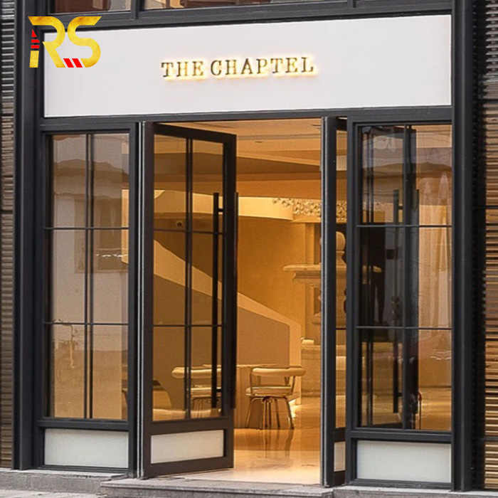 Luxury Stainless Steel Glass Hotel Entrance Door With Frosted Glass ...