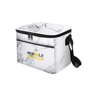 Vente en gros de sac fourre-tout isotherme portable avec impression personnalisée d'éléments en marbre sac isotherme non tissé pour crème glacée