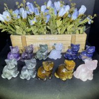 Figurine de chat en pierres précieuses naturelles mélangées, sculptée à la main, statue de chat en cristal, pierre de guérison, sculpture animale pour la décoration intérieure et cadeau Reiki