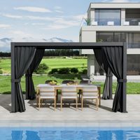 Pergola murale 4M x 3M avec revêtement poudré, design gain de place, toit à lames orientables, structure en aluminium pour petit jardin ou balcon