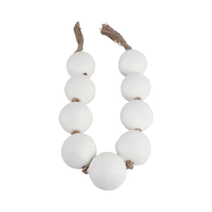 Decorative Bead Garland With Tassel Ends <b>White</b> Wood Orbs Home Decor Accent For Bathroom Office Coffee Table - Product Image 3