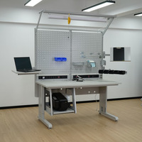 Banc de travail ESD pour réparation de PCB en acier avec éclairage LED, kit de mise à la terre ESD pour usage industriel, production électronique, maintenance, OEM