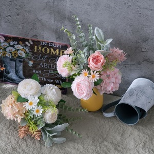 Bouquet de fleurs artificielles transfrontalières en tissu tressé, Hortensia et Pivoine, pour décoration intérieure et accessoires de mariage CF01436 - Product Image 1