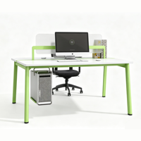 Poste de travail compact pour 2 personnes avec panneau d'intimité – Mobilier de bureau peu encombrant pour petites entreprises et centres d'appels