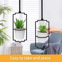 4 pièces cintres de plantes en fer réglables modernes avec pots en plastique enduit de poudre pour mur de fenêtre et plafond pour la maison et le jardin