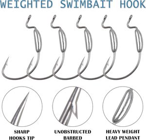 20 cái nước mặn ewg trọng <span class=keywords><strong>swimbait</strong></span> Hooks Kit rộng Worm Hooks cho bass câu cá mềm nhựa wacky <span class=keywords><strong>Rig</strong></span> - Product Image 5