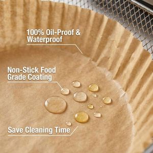 100 Forros Desechables Cuadrados para Freidora de Aire, Papel de Horno Resistente al Calor Sin Blanquear para Horno, Microondas y Vaporera - Product Image 3