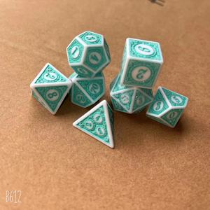 Hot Bán Sang Trọng Retro Cổ Rắn Màu Trắng Dot Màu Đồ Họa Dầu Vuông Đa Diện Xúc Xắc Trò Chơi Bảy Bộ Mô Hình Phức Tạp Acrylic - Product Image 6