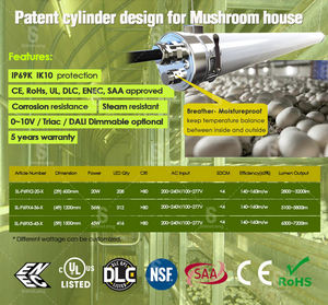 Lampe LED Tri-proof pour culture de champignons avec UV pour utilisation en ferme et en tente, indice de protection IP67, garantie de 5 ans - Product Image 4