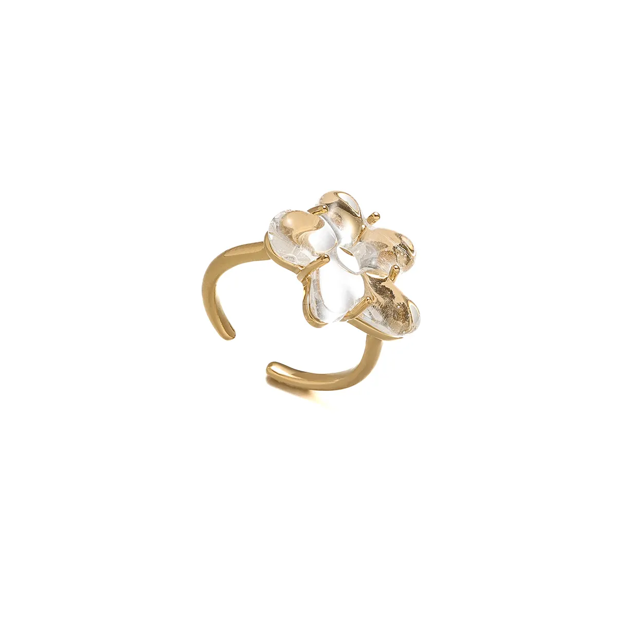 정밀한 Handmade 유리제 반지 도매 INS 여자를 위한 최신유행 꽃 모양 민감한 투명한 유약 반지