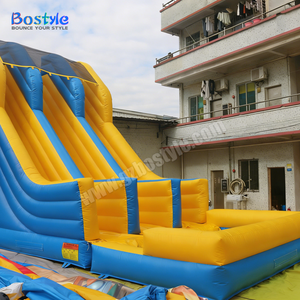 Toboggan aquatique gonflable jaune et bleu à double piste avec <span class=keywords><strong>filet</strong></span> solaire, <span class=keywords><strong>piscine</strong></span> en PVC 0,55 mm, toboggan aquatique pour enfants, installation facile, capacité personnalisable - Product Image 4