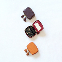 Étui pour rouge à lèvres vintage fait à la main avec pompon étui pour rouge à lèvres avec fermeture éclair étui pour rouge à lèvres miroir pour dame
