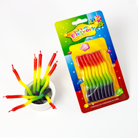 Bougies de fête en spirale multicolores, 8 pièces, à combustion propre, non toxiques, torsadées, pour Noël, prêtes à la vente au détail