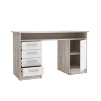 Bureau d'ordinateur ergonomique en bois blanc avec 4 tiroirs pour filles, idéal pour le travail et le gaming