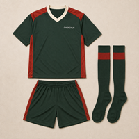 Maillot de football vintage personnalisé, coupe ample, vert forêt, col en V, maillot de football rétro