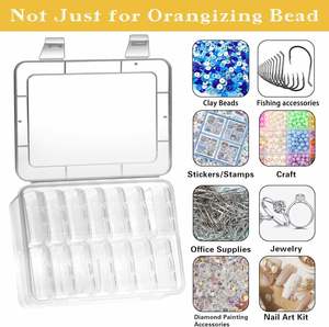 Organiseurs de petites perles, 15 pièces, boîtes de rangement en plastique, mini-contenants transparents pour perles, boîtes transparentes avec couvercle à charnière - Product Image 6