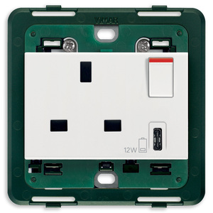 Vimar <b>Socket</b> 2P+T 13A <b>With</b> <b>Usb</b> C Port White - Product Image 1