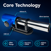 Autocollimateur Zhongji à répétabilité de 0,1 arc second, précision de 0,3 arc second, double axe 30 m, 48 mm, FL 300 mm, USB 2.0, garantie 1 an