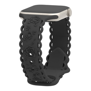 Bracelet en silicone à motif de rose en relief pour Apple Watch Band 38 40 41 42 44 45 49 mm pour Iwatch Ultra 2 - Product Image 6