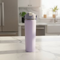 Bouteille isotherme de sport de luxe violette en acier inoxydable de 24 oz avec poignée souple et couvercle anti-fuite, durable pour les voyages en extérieur