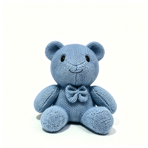 Oso de peluche azul tejido a mano personalizado, oso de peluche de hilo suave, regalo de oso de peluche tejido para bebé niño. - Product Image 1