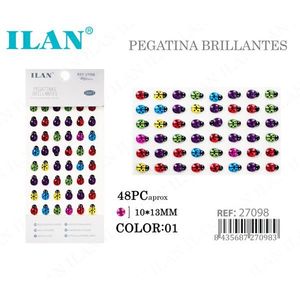 Adesivi Ilan Glitter Ladybug 10x13mm multicolori 48 pezzi per lavori artigianali - Product Image 3
