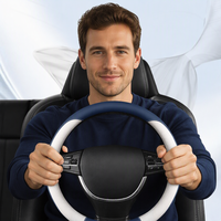 Coprivolante per Auto in Pelle Artificiale, Antiscivolo, Assorbente, Ultra-sottile, a Forma di D, Traspirante, per Tutte le Stagioni