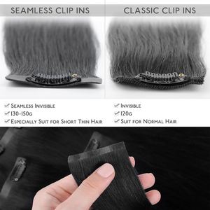 Factory Direct 7-Piece Set PU <b>Clip</b>-in Brazilian Hair Luxury Invisible Seamless <b>Wig</b> Extensions with 5-7 Days Delivery - Product Image 4