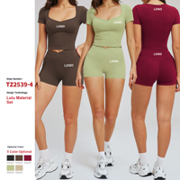 Ensemble de fitness deux pièces personnalisé pour femme – Tenue respirante pour yoga et Pilates, matière douce et élastique, ensemble short uni pour la gym