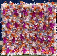 Mur de fleurs artificielles 3D en tissu dégradé, mur de roses simulées, toile de fond pour photographie, décoration de mariage et de fête