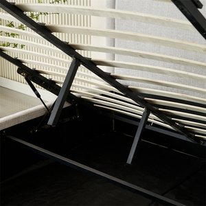 Cama Doble Tapizada Soft Style <span class=keywords><strong>160x200</strong></span> con Base <span class=keywords><strong>de</strong></span> Láminas, Estructura <span class=keywords><strong>de</strong></span> Madera Moderna, Color Beige, con Espacio <span class=keywords><strong>de</strong></span> Almacenamiento - Product Image 5