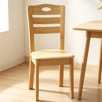 Chaise de salle à manger en bois massif de caoutchouc, chaise d'appoint moderne en bois avec dossier creux et pieds en bois massif pour la maison et les restaurants