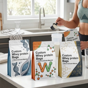 Odor-Proof Custom Printed <b>Protein</b> Powder Pouches Mylar Flat Bottom Design Pre-Workout Supplement Use ISO Certified Quick Quotes - Product Image 2