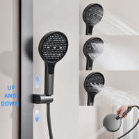 Vente en gros de pommeau de douche pour salle de bain Ensemble de douche en laiton gris pistolet Robinet de douche mural avec affichage LED Système de pommeau de douche pour salle de bain