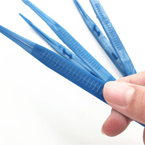 Plastic Tweezers 18cm Straight Head With Teeth Design For Home Use Blue Color - Product Image 2