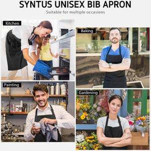 ผ้ากันเปื้อนผ้าฝ้ายสีดำพิมพ์ลายเต็มผืนแบบมีกระเป๋า กันน้ำ ปรับขนาดได้ สำหรับครัว ปิ้งย่าง พร้อมโลโก้สั่งทำได้ - Product Image 6