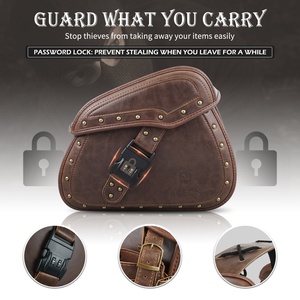 NiceCNC 2 pièces Sacs latéraux universels en cuir PU pour <span class=keywords><strong>moto</strong></span> avec serrure à combinaison Bagages Panier - Product Image 5