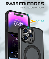 360 Rotation porte-anneau Transparent mat peau sensation couverture pour iPhone 14 Pro Max 11 12 13 15 16 Plus support magnétique coque de téléphone