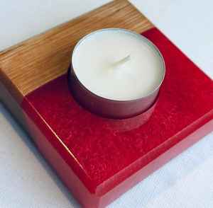 Porte-bougie en résine et en bois Fait à la main à partir de bois naturel et de résine Design unique Style durable et élégant Parfait pour la décoration de la maison - Product Image 1