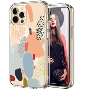 Mobile phone case with screen protection designer multi-color painting pattern ultra-thin transparent TPU cover for iphone