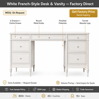 Coiffeuse blanche de style français en bois massif avec miroir et rangement, taille personnalisable